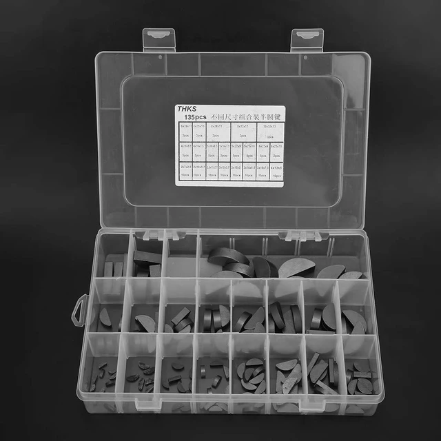 Alt view image 3 of 7 - 21 Kinds of Woodruff Key,135 Pcs Woodruff Key Assortment Kit,Flywheel Pulley Crank Way Key Assortment Kit,Made of fine Material of Long Service Life and Good Durability