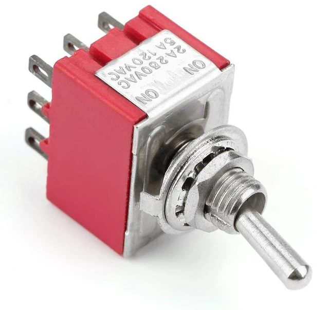 Alt view image 2 of 7 - 5PCS Toggle Switch 3PDT,ON-ON 2 Position Heavy Duty Rocker Toggle Switch, 9 Pin 2A/250VAC 5A/120VAC 6mm,for Automobile,Home,Industrial