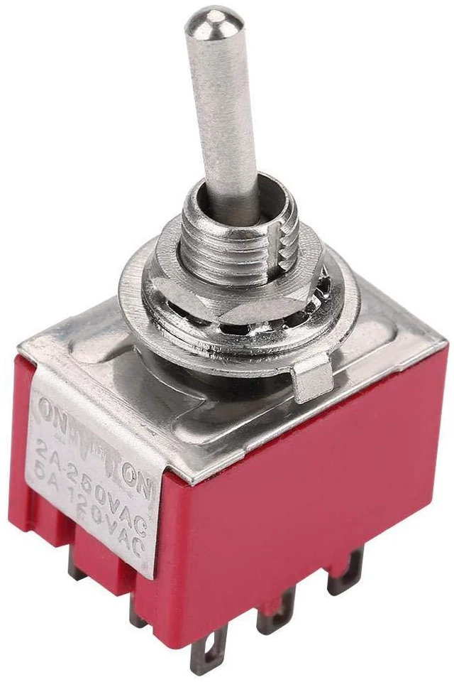 Alt view image 7 of 7 - 5PCS Toggle Switch 3PDT,ON-ON 2 Position Heavy Duty Rocker Toggle Switch, 9 Pin 2A/250VAC 5A/120VAC 6mm,for Automobile,Home,Industrial