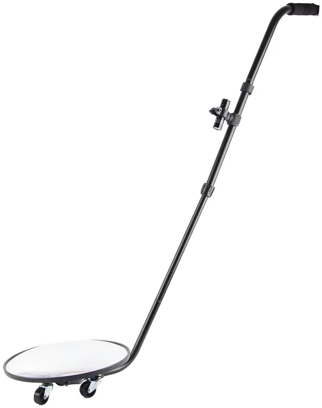 Main image of Under Vehicle Inspection Mirror with Light and Telescoping Handle, 12 Inch Diameter Security Mirror with 170° Adjustable Angle, Foldable Under Car Inspection Mirror for Check