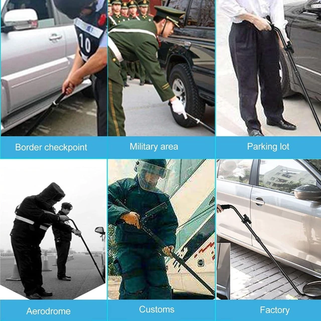 Alt view image 4 of 7 - Under Vehicle Inspection Mirror with Light and Telescoping Handle, 12 Inch Diameter Security Mirror with 170° Adjustable Angle, Foldable Under Car Inspection Mirror for Check