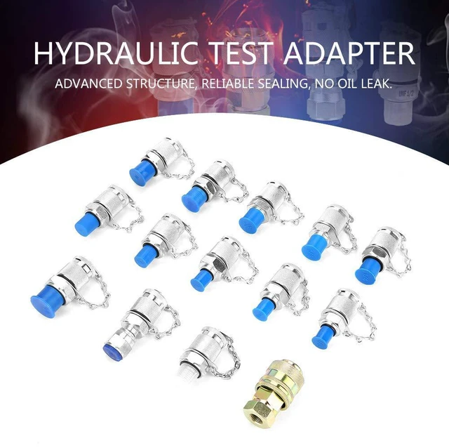 Alt view image 2 of 7 - 14Pcs Hydraulic Test Fittings, Hydraulic Test Point,Hydraulic Test Coupling Kit,Sealing,for Hydraulic System Pressure Detection