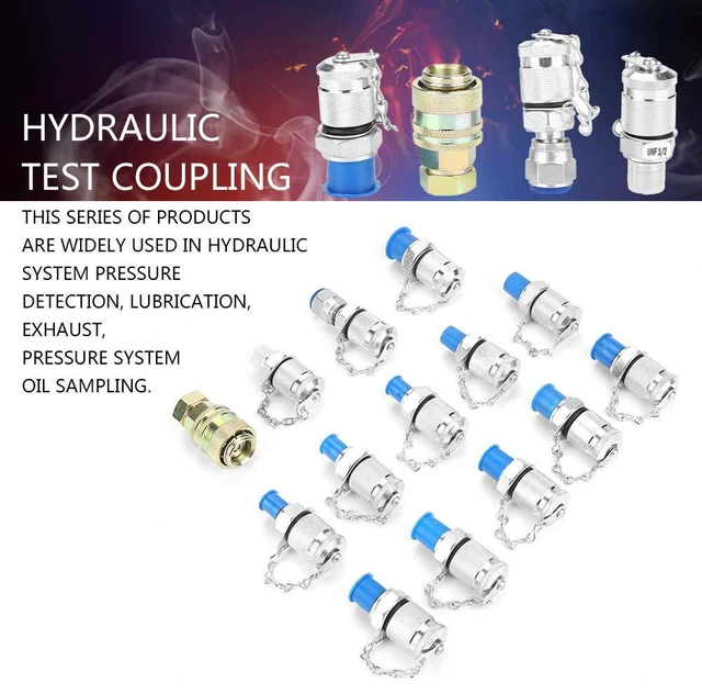 Alt view image 3 of 7 - 14Pcs Hydraulic Test Fittings, Hydraulic Test Point,Hydraulic Test Coupling Kit,Sealing,for Hydraulic System Pressure Detection
