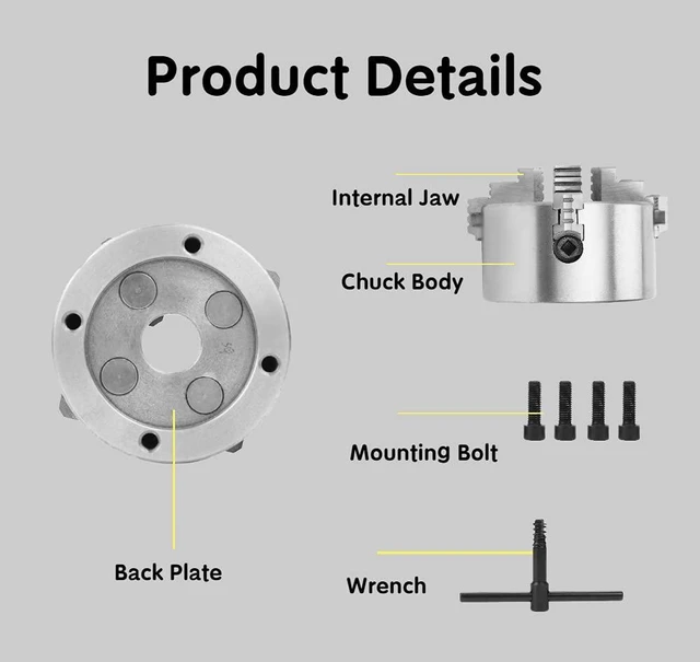 Alt view image 4 of 7 - 4inch 4 Jaw Lathe Chuck,K72-100 4 Jaw Independent Reversible Jaw,Metal Lathe Chuck,for lathe,Turning Machine Accessories