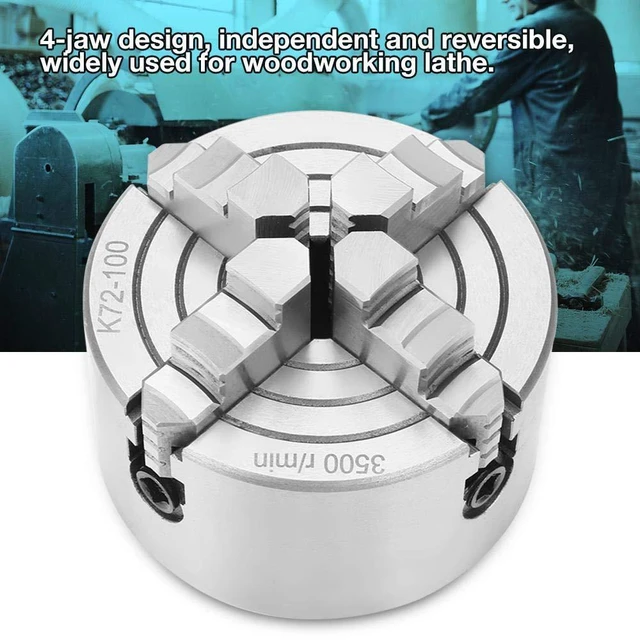 Alt view image 6 of 7 - 4inch 4 Jaw Lathe Chuck,K72-100 4 Jaw Independent Reversible Jaw,Metal Lathe Chuck,for lathe,Turning Machine Accessories