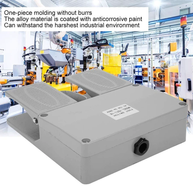 Alt view image 3 of 7 - Foot Switch,Dual Foot Pedal Switch,Momentary Foot Operated Pedal Controller Power Switch 380VAC 10A, for lathes,Drills, Punching Machines,