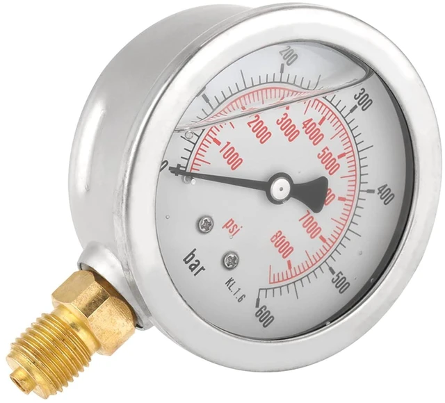 Main image of G 1/4" Pressure 0~600 bar / 0-8500Psi,Hydraulic Double Scale Pressure Gauge,All Purpose Pressure Manometer for Bar/Psi Measurement.