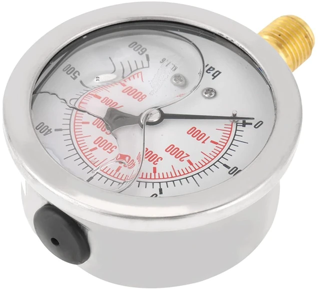 Alt view image 7 of 7 - G 1/4" Pressure 0~600 bar / 0-8500Psi,Hydraulic Double Scale Pressure Gauge,All Purpose Pressure Manometer for Bar/Psi Measurement.