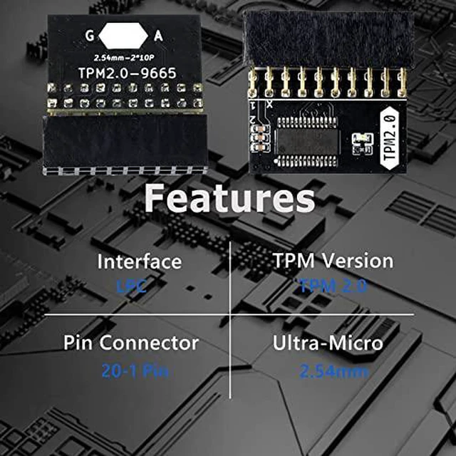 Alt view image 3 of 7 - TPM2.0 Encryption Security Module, GA 20-1 Pin 2 * 10P TPM Remote Card Encryption Security Board, Compatible with 2.0 System, for for