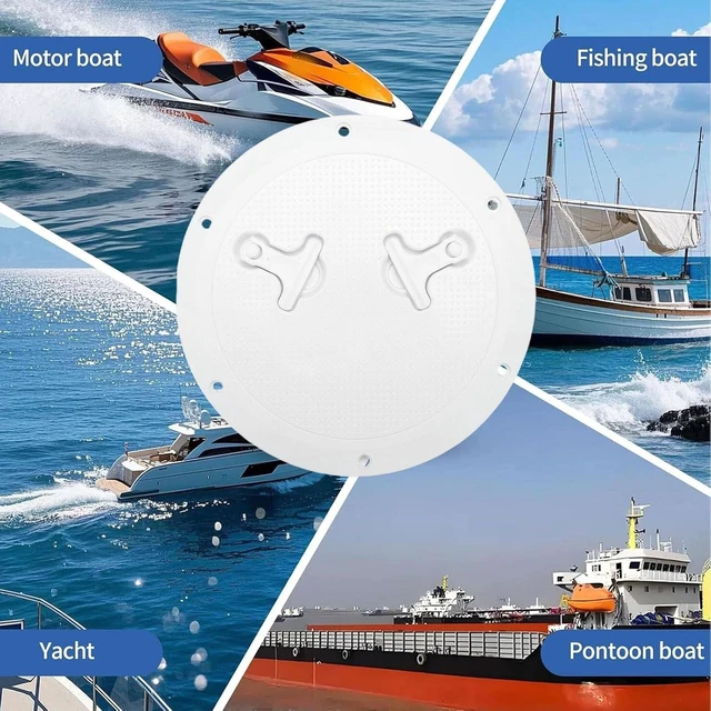 Alt view image 3 of 7 - 9in Round Boat Hatch Cover, Reinforced Non Slip Surface with Easy Grip Rotating Handles, Watertight Seal for Marine Deck Access on Boats Yachts RVs (White)