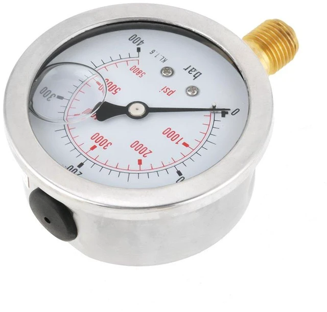 Alt view image 5 of 7 - G1/4 Pressure 0-400BAR 0-5800PSI,Water Hydraulic Double Scale Pressure Gauge,All Purpose Pressure Manometer for Bar/Psi Measurement.