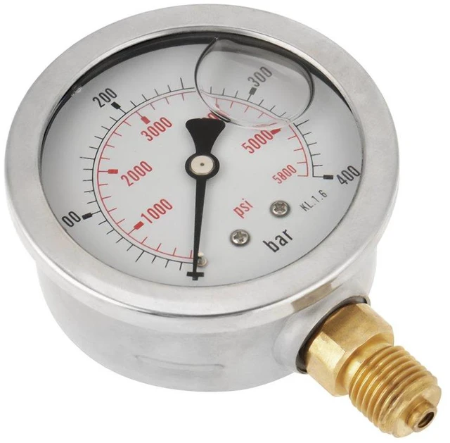 Alt view image 6 of 7 - G1/4 Pressure 0-400BAR 0-5800PSI,Water Hydraulic Double Scale Pressure Gauge,All Purpose Pressure Manometer for Bar/Psi Measurement.
