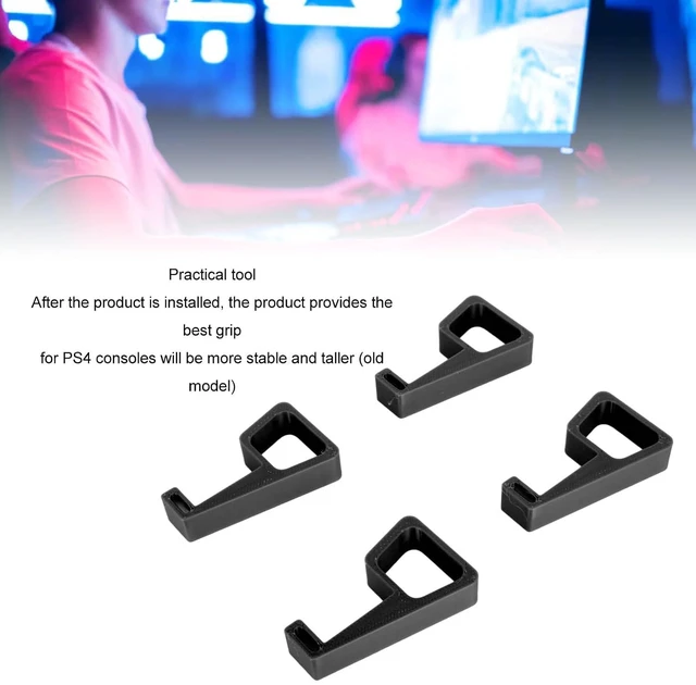 Alt view image 4 of 7 - 4PC Horizontal Vertical Stand for Console, 4 Stand Cooling Station Feet, Slip Stable Game Console Support Feet (Black)