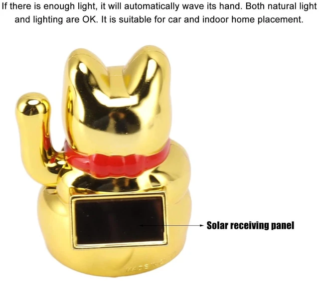 Alt view image 3 of 7 - Lucky Cat Waving Arm, Solar Powered Cute Waving Cat with Double Sided Sticker, Wealth Fortune Cat for Home Office Display Feng Shui Decor
