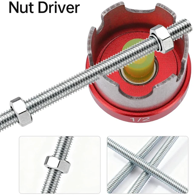 Alt view image 3 of 7 - Threaded Rod Nut Runner, Nut Spinning Drill Attachment for 1/4in, 3/8in and 1/2in Threaded Rods, 1/4 Inch Hex Shank Nut Driver for Fast Nut and Bolt Removal (Nut Removal Socket)