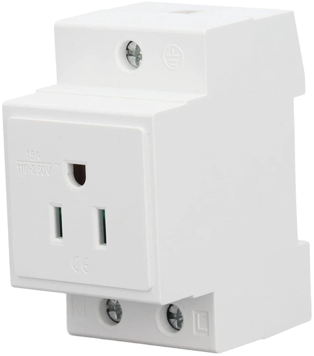 Main image of DIN Rail Socket, Built in Protective, Nylon Casing with Easy Installation for Distribution Panel (US AC110?250V 15A)
