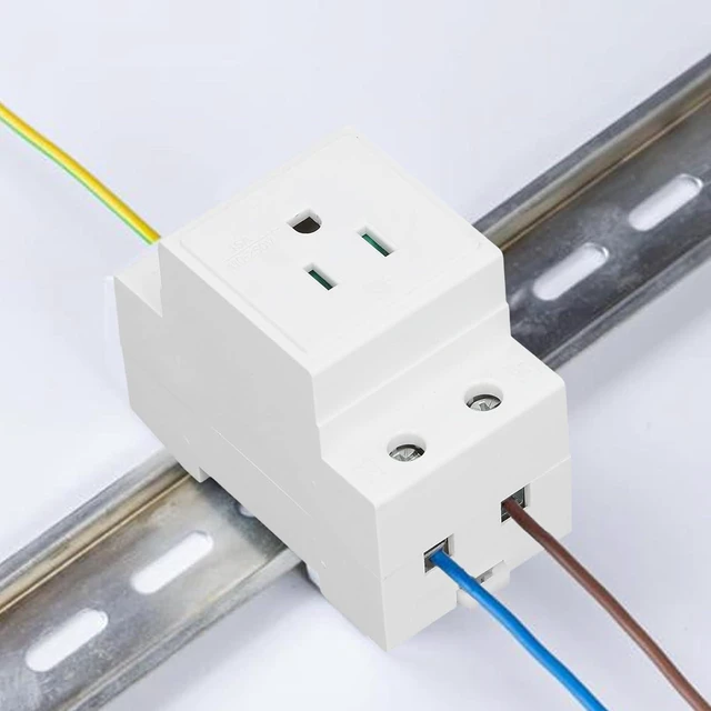 Alt view image 3 of 7 - DIN Rail Socket, Built in Protective, Nylon Casing with Easy Installation for Distribution Panel (US AC110?250V 15A)