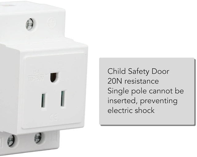 Alt view image 6 of 7 - DIN Rail Socket, Built in Protective, Nylon Casing with Easy Installation for Distribution Panel (US AC110?250V 15A)