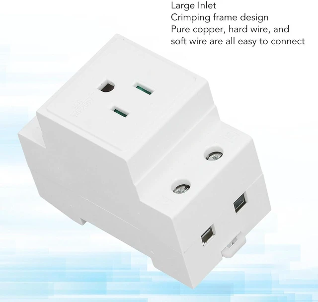 Alt view image 5 of 7 - DIN Rail Socket, Built in Protective, Nylon Casing with Easy Installation for Distribution Panel (US AC110?250V 15A)