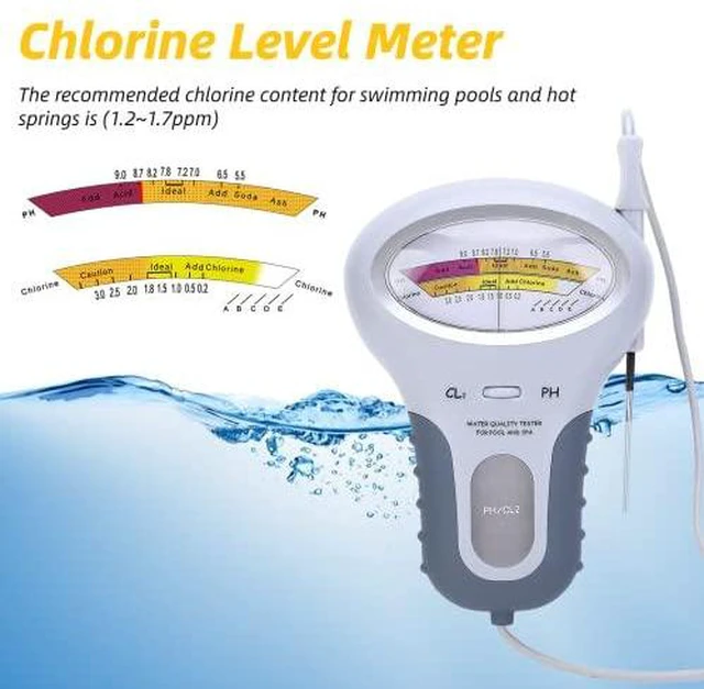Alt view image 3 of 7 - Chlorine PH Meter, 2 in 1 PH Meter Chlorine Level Meter CL2 Tester Meter with Probe, Portable Water Quality Tester for Swimming Pool Spa Water Quality Analysis