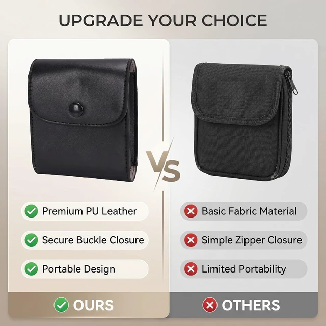 Alt view image 6 of 7 - Photo Pouch Photo Bag Case Vintage Portable Scratch Proof Retro Design PU Leather Sleeve with Buckle Back Buckle for 3 Inch Paper (Black)