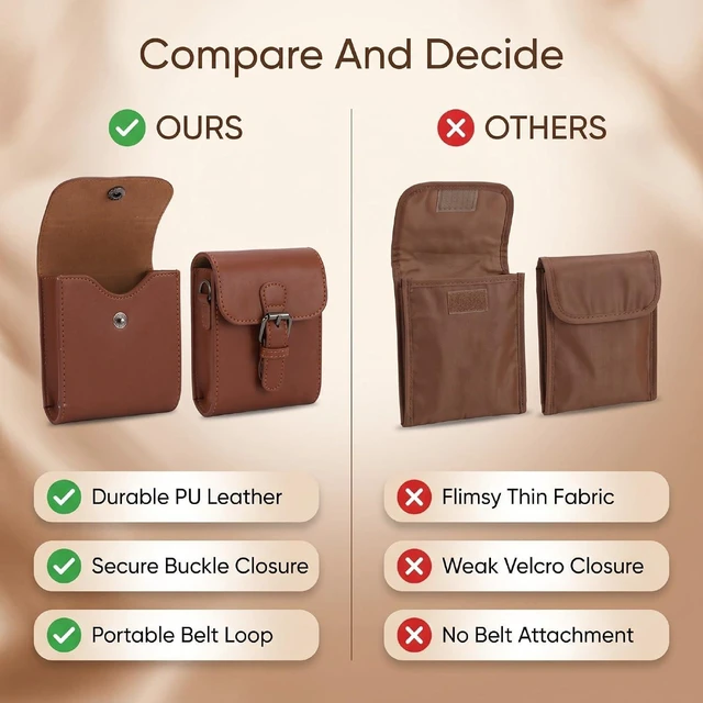 Alt view image 4 of 7 - Photo Pouch Photo Bag Case Vintage Portable Scratch Proof Retro Design PU Leather Sleeve with Buckle Back Buckle for 3 Inch Paper (Brown)