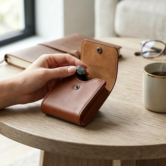 Alt view image 7 of 7 - Photo Pouch Photo Bag Case Vintage Portable Scratch Proof Retro Design PU Leather Sleeve with Buckle Back Buckle for 3 Inch Paper (Brown)