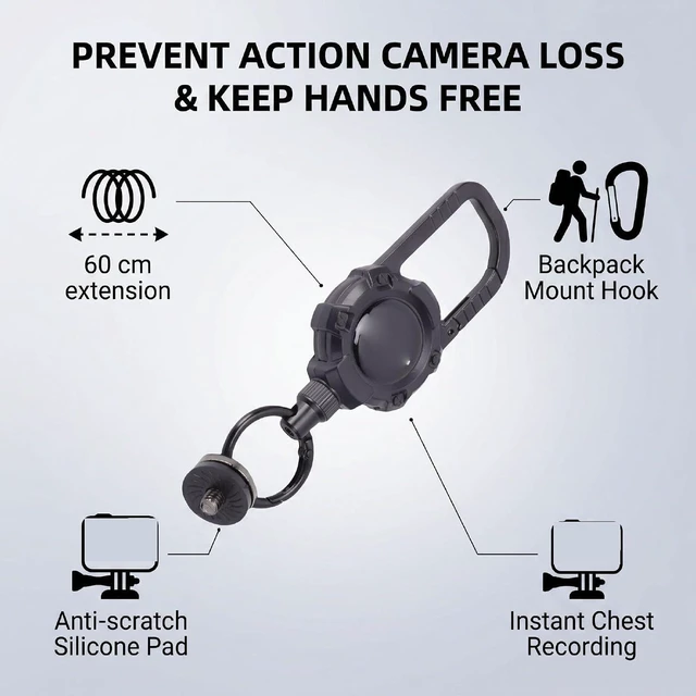 Alt view image 3 of 7 - Retractable Keychain for 3, with 60cm Stretch Range Anti Loss Backpack Mount, Chest Wear for Hands Free