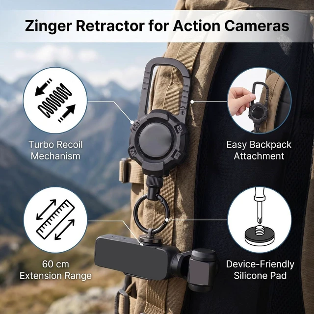 Alt view image 6 of 7 - Retractable Keychain for 3, with 60cm Stretch Range Anti Loss Backpack Mount, Chest Wear for Hands Free