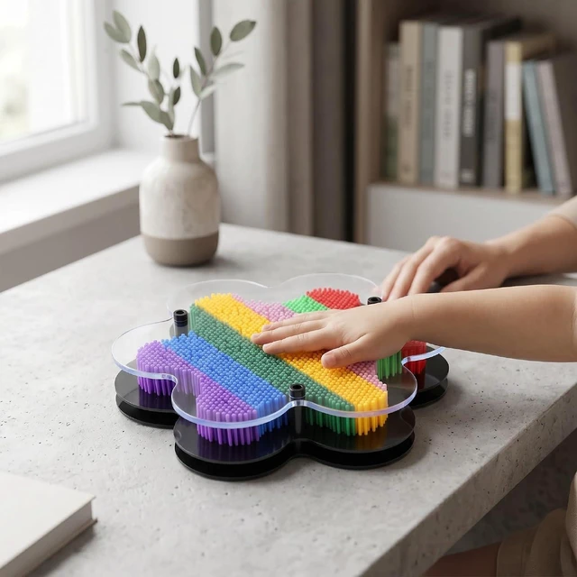Alt view image 4 of 7 - 3D Pin Art Toy, Plastic Flower Shaped Pin Art Board with