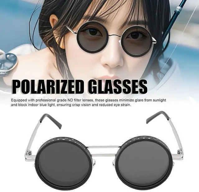 Alt view image 2 of 7 - Adjustable Tint Sunglasses, Round Polarized Sunglasses with Professional Grade ND Filter Lenses for Men Women Outdoor