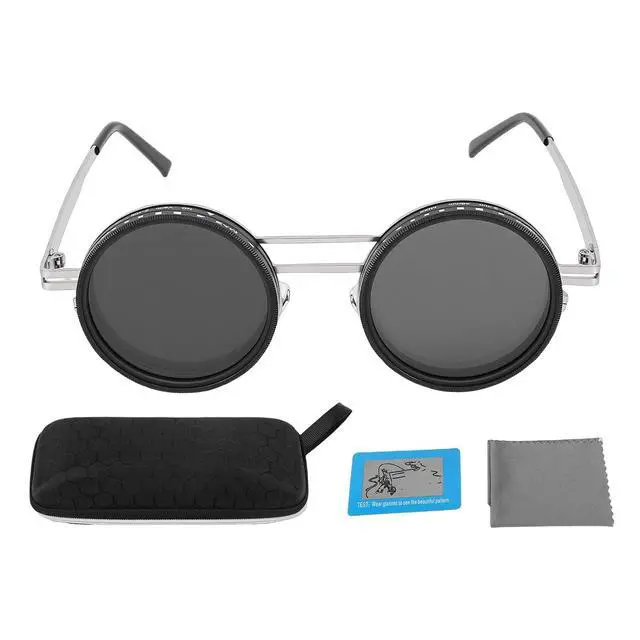 Alt view image 7 of 7 - Adjustable Tint Sunglasses, Round Polarized Sunglasses with Professional Grade ND Filter Lenses for Men Women Outdoor