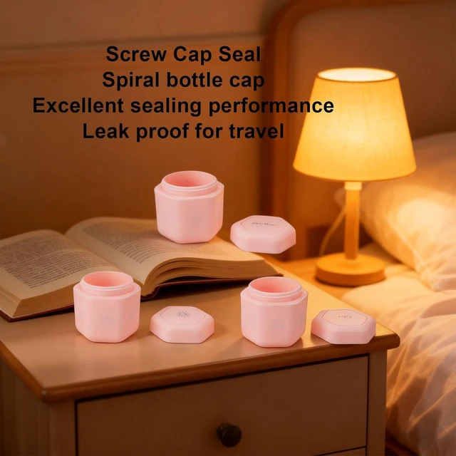 Alt view image 2 of 7 - 3 Pcs Magnetic Travel Capsules, Hexagonal Toiletry Containers with Strong Magnets and Screw Top Lids for Lotion Shampoo Conditioner, with 40ml Capacity for Air Travel (Pink)