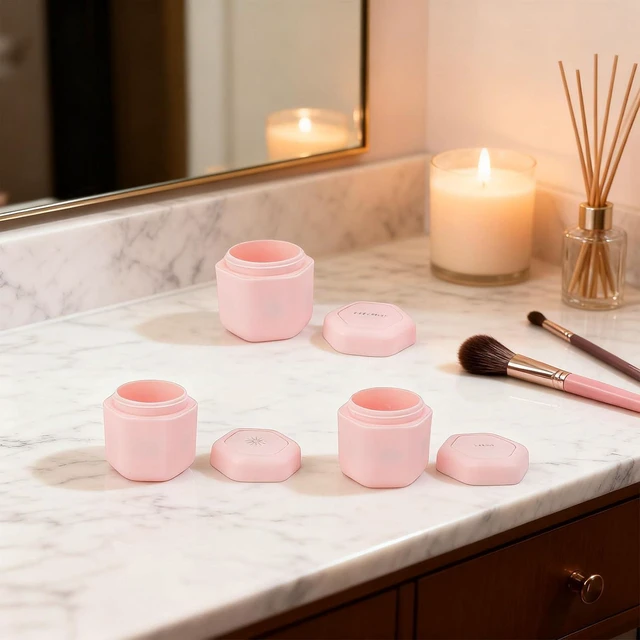 Alt view image 7 of 7 - 3 Pcs Magnetic Travel Capsules, Hexagonal Toiletry Containers with Strong Magnets and Screw Top Lids for Lotion Shampoo Conditioner, with 40ml Capacity for Air Travel (Pink)