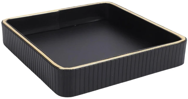 Main image of WALFRONT Vanity Tray, Leather Perfume Tray 9.33 X 9.33 X 1.61 in, Holds