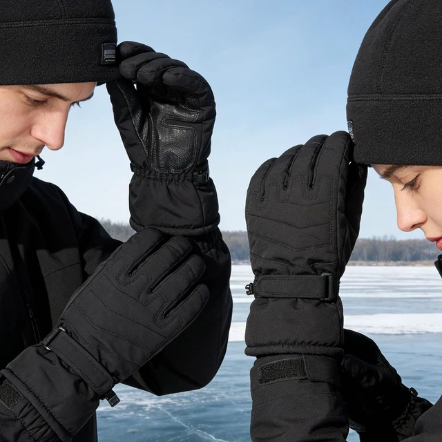 Alt view image 5 of 7 - Winter Ski Gloves, Water Proof Windproof Cold Weather Touchscreen Snow Gloves with Textured Palm for Men Women Skiing Snowboarding Cycling Hiking (Black)