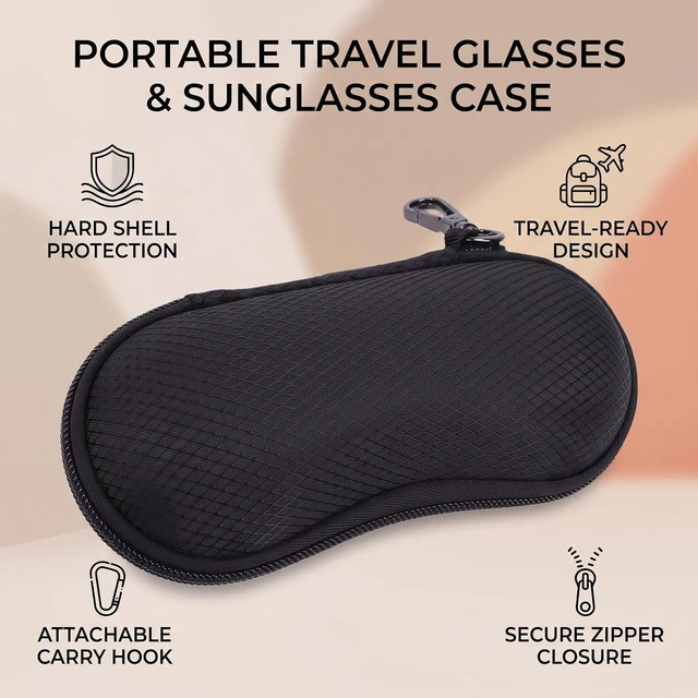 Alt view image 2 of 7 - Hard Shell Glasses Case with Hook, Shockproof Zipper