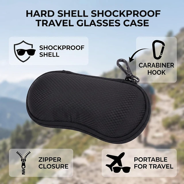 Alt view image 3 of 7 - Hard Shell Glasses Case with Hook, Shockproof Zipper