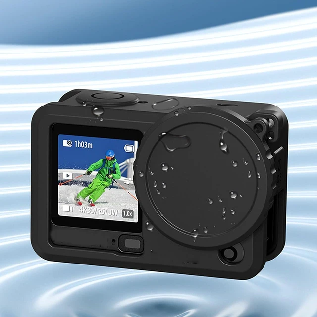 Alt view image 4 of 7 - Silicone Protective Case, Soft Skin Cover for Action 6 Camera with Lanyard, Anti Fingerprint Oil Coated, Flexible Elastic No Deformation (Black)