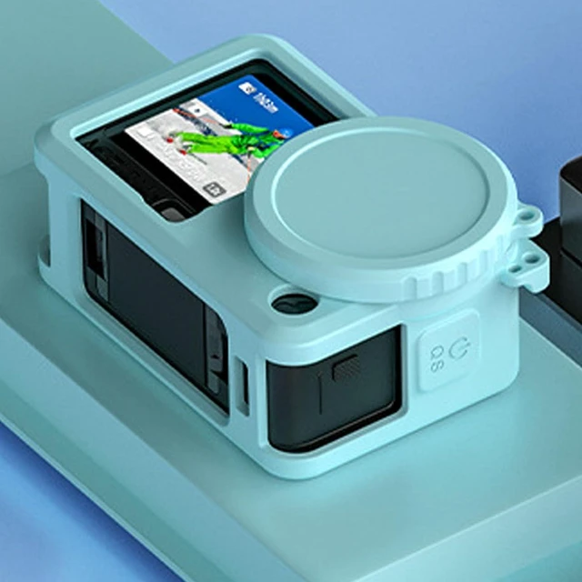 Alt view image 6 of 7 - Silicone Protective Case, Soft Skin Cover for Action 6 Camera with Lanyard, Anti Fingerprint Oil Coated, Flexible Elastic No Deformation (Blue)