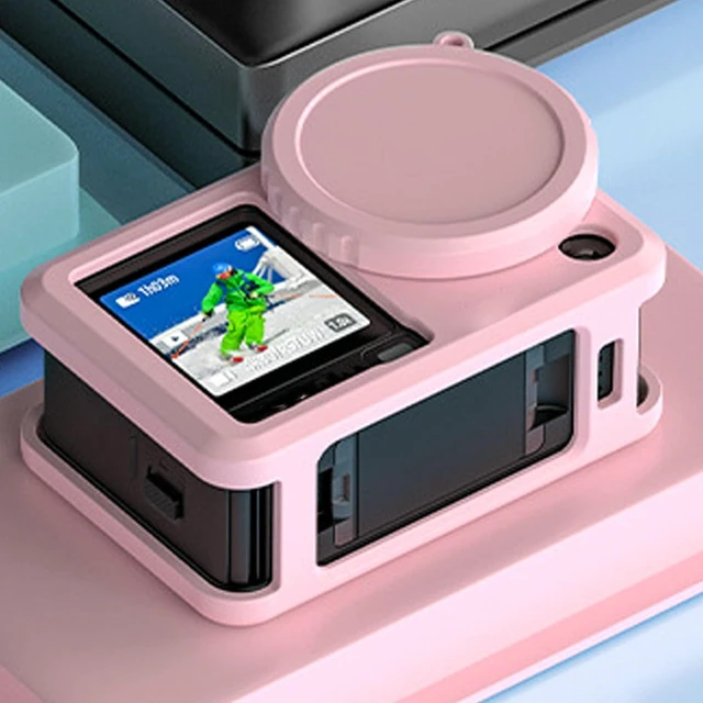 Alt view image 5 of 7 - Silicone Protective Case, Soft Skin Cover for Action 6 Camera with Lanyard, Anti Fingerprint Oil Coated, Flexible Elastic No Deformation (Pink)
