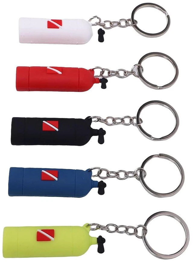 Alt view image 3 of 7 - Silicone Diving Keychain, 5Pcs Oxygen Cylinder Key Chain, Dive Bag Decor Accessories, Mini Keychain for Divers