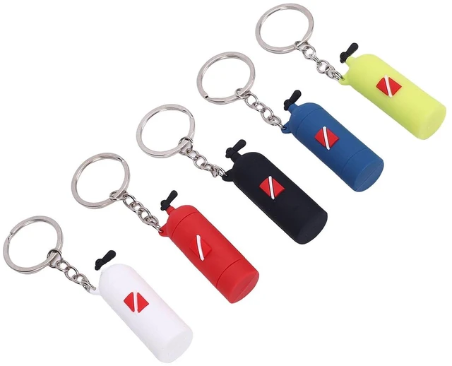 Alt view image 7 of 7 - Silicone Diving Keychain, 5Pcs Oxygen Cylinder Key Chain, Dive Bag Decor Accessories, Mini Keychain for Divers
