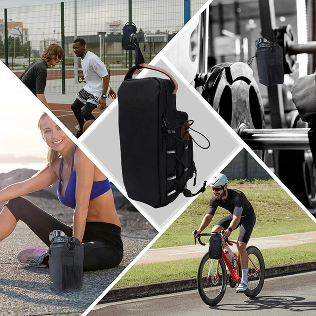 Alt view image 5 of 7 - Magnetic Gym Bag, PU Sling Bag for Men Women with Multi Compartments Magnetic Water Bottle Holder and Adjustable Strap for Travel Work Sports
