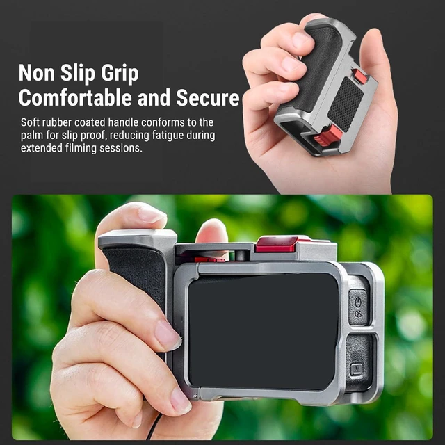 Alt view image 2 of 7 - For Action 5 4 3 Pro Camera Cage, Aluminum Alloy Anti Slip Frame Case with Detachable Handle and Cold Shoe Mount, for Outdoor Sports and Low Angle Filming