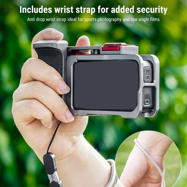 Alt view image 7 of 7 - For Action 5 4 3 Pro Camera Cage, Aluminum Alloy Anti Slip Frame Case with Detachable Handle and Cold Shoe Mount, for Outdoor Sports and Low Angle Filming