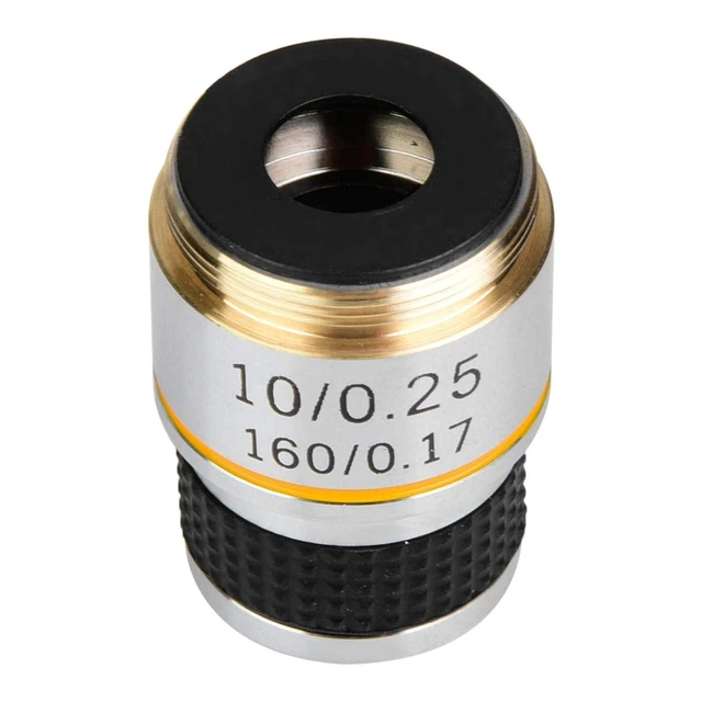 Alt view image 2 of 7 - 10X Achromatic Objectives Lens,160/0.17 Microscope Achromatic Objectives Lens,185 Conjugate Distance,Eliminate Unwanted Reflections,Without Additional Chromatic Aberration, Make Image More Clear