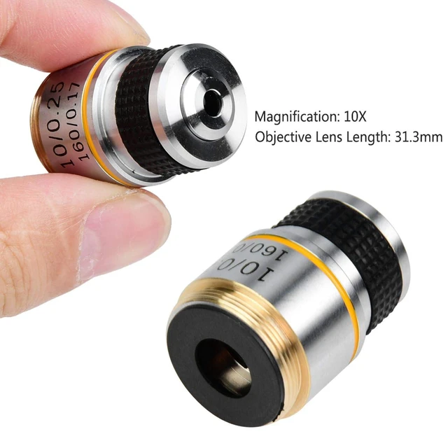 Alt view image 5 of 7 - 10X Achromatic Objectives Lens,160/0.17 Microscope Achromatic Objectives Lens,185 Conjugate Distance,Eliminate Unwanted Reflections,Without Additional Chromatic Aberration, Make Image More Clear