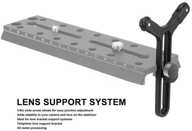 Alt view image 2 of 7 - Y Bracket With Double Wheels for S SC Lens Support System, Long Lens Support, Y Shaped With 1/4in Screw, Adjustable