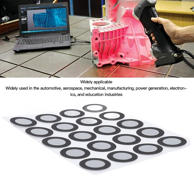 Alt view image 3 of 7 - 200 Pcs 3D Scanning Marker 12mm ID 19mm OD, High Reflectivity, Tear Water Proof, 3D Positioning Target with Reflective Technology for Motion Capture, Gait Analysis